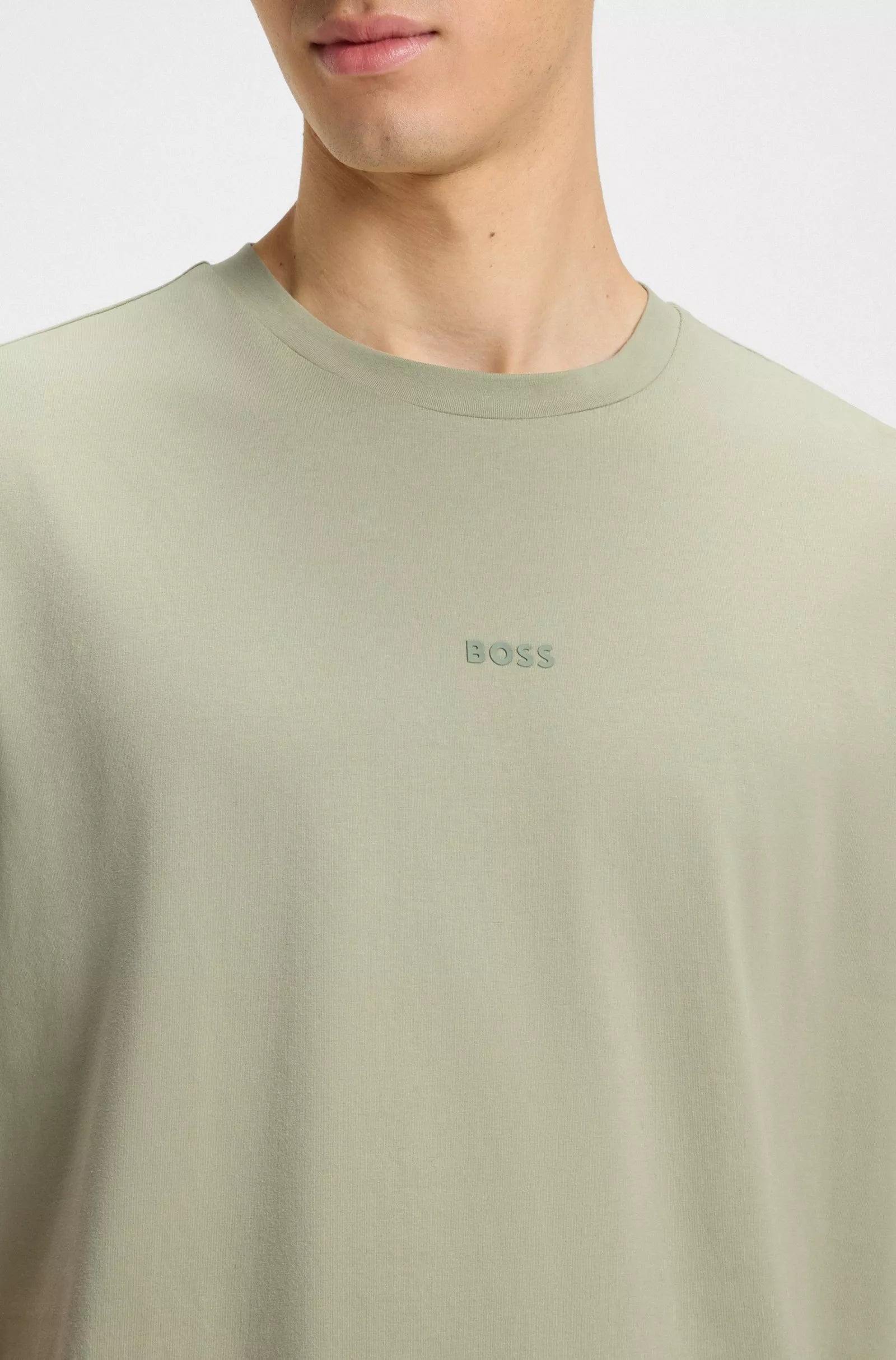 Boss Men’s White Cotton Blend T-Shirt – Stylish Comfort