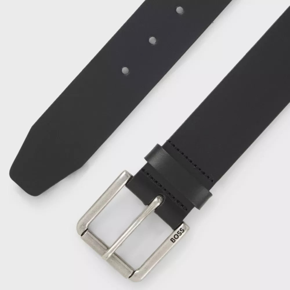 Boss Men’s Black Leather Belt with Buckle – Fall/Winter Essential