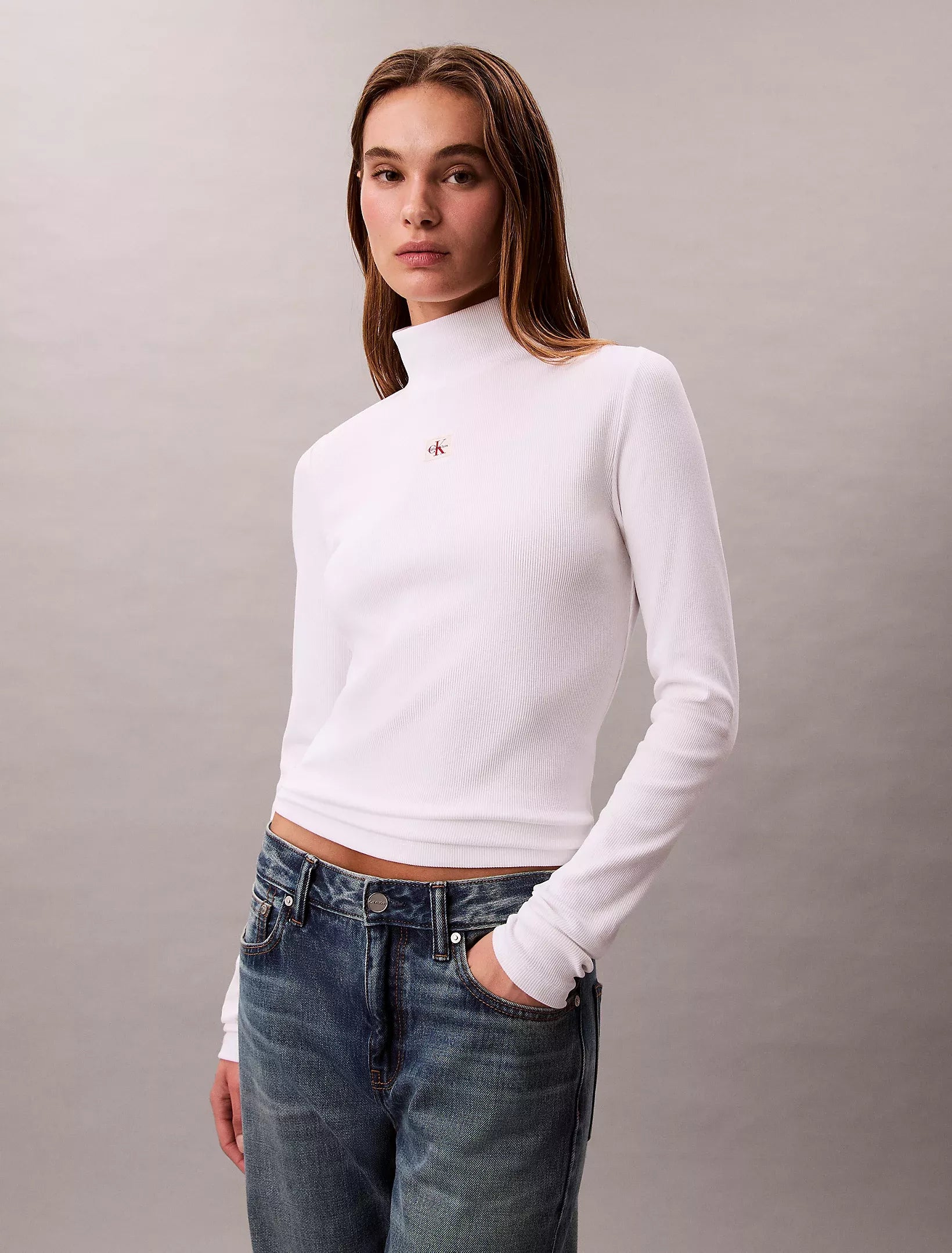 Calvin Klein Jeans Women’s White Turtleneck Knitwear