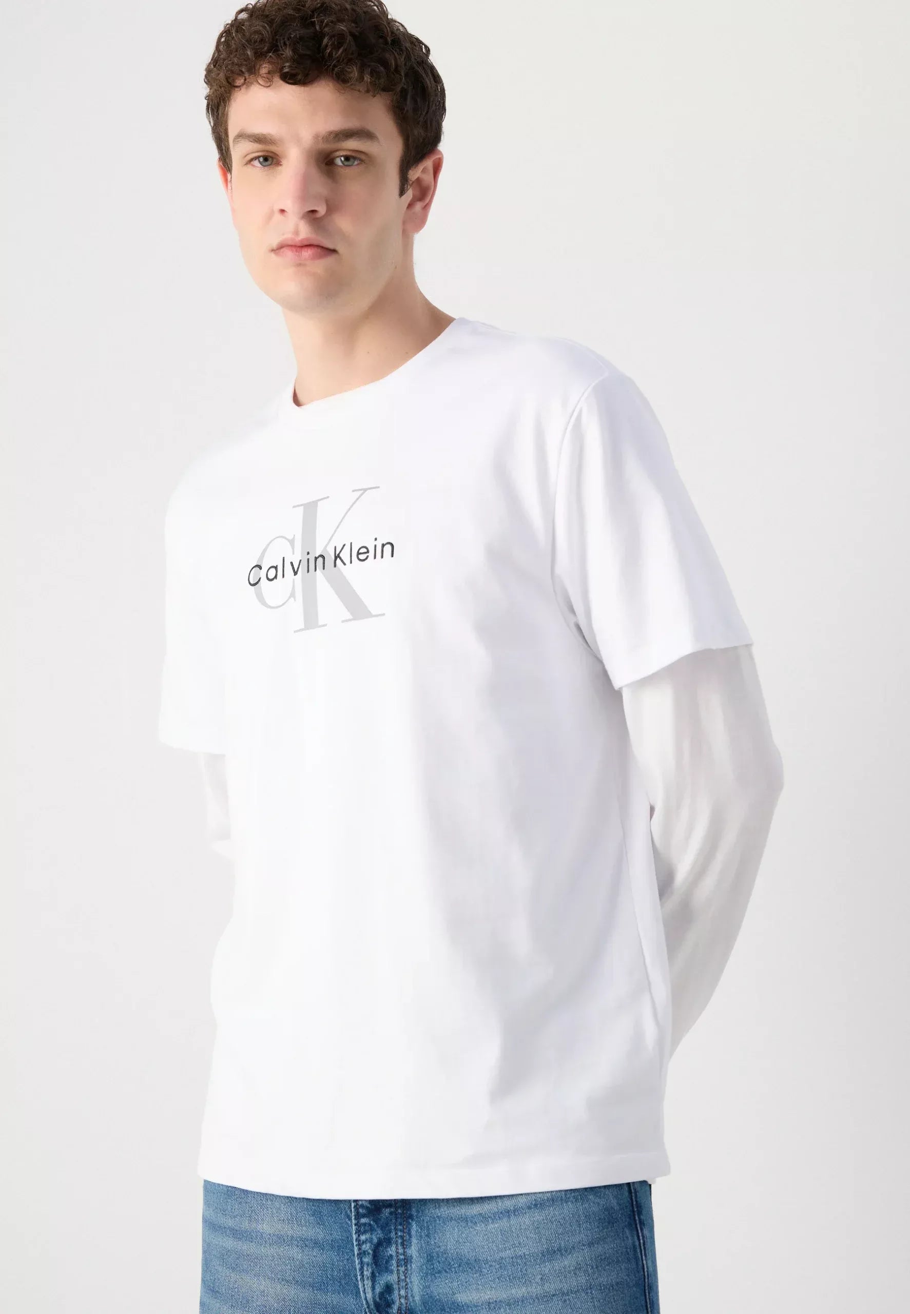 Calvin Klein Jeans Men’s White Printed Cotton T-Shirt