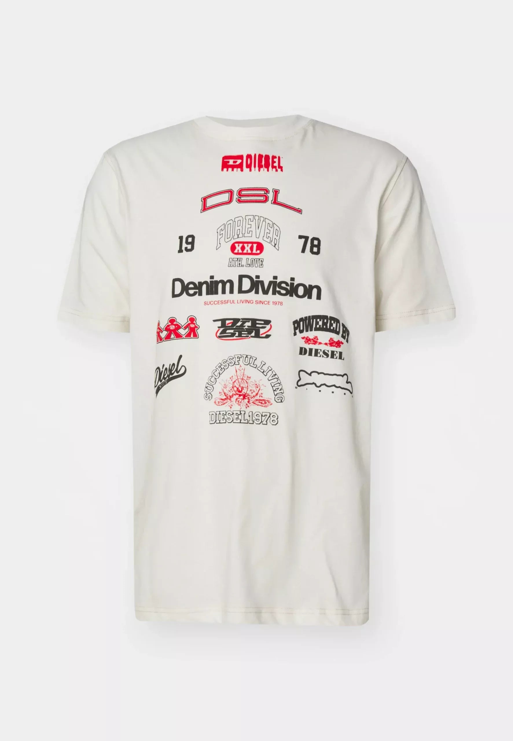 Diesel Men’s White Printed Cotton T-Shirt