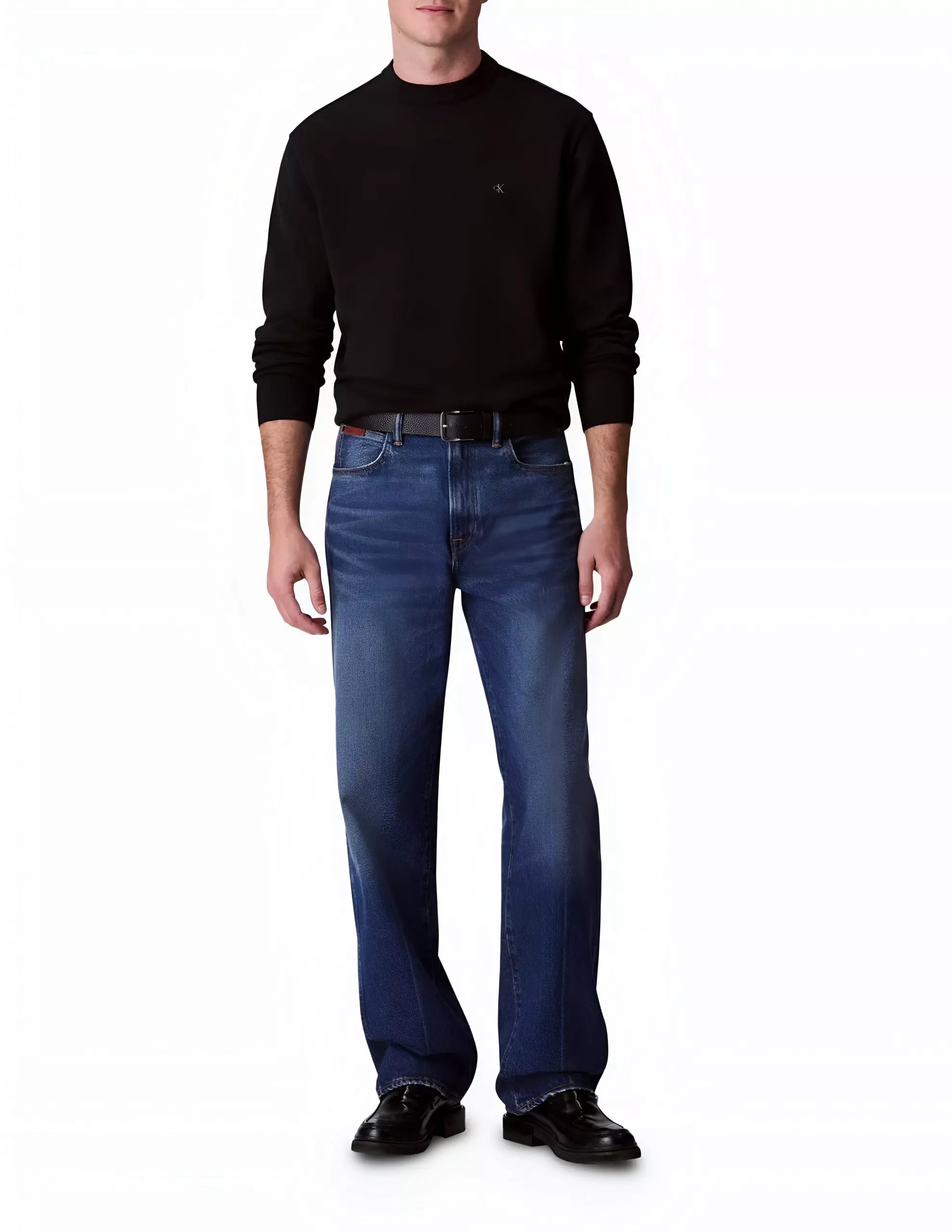 Calvin Klein Jeans Men’s Black Cotton Knit Sweater Long Sleeve