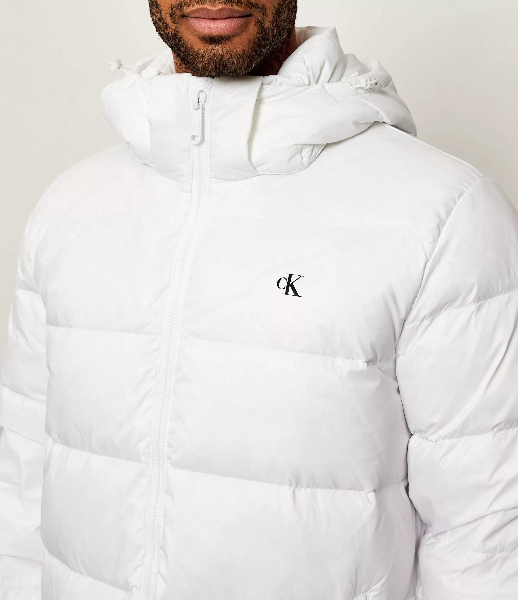 Calvin Klein Jeans Men’s White Hooded Winter Jacket