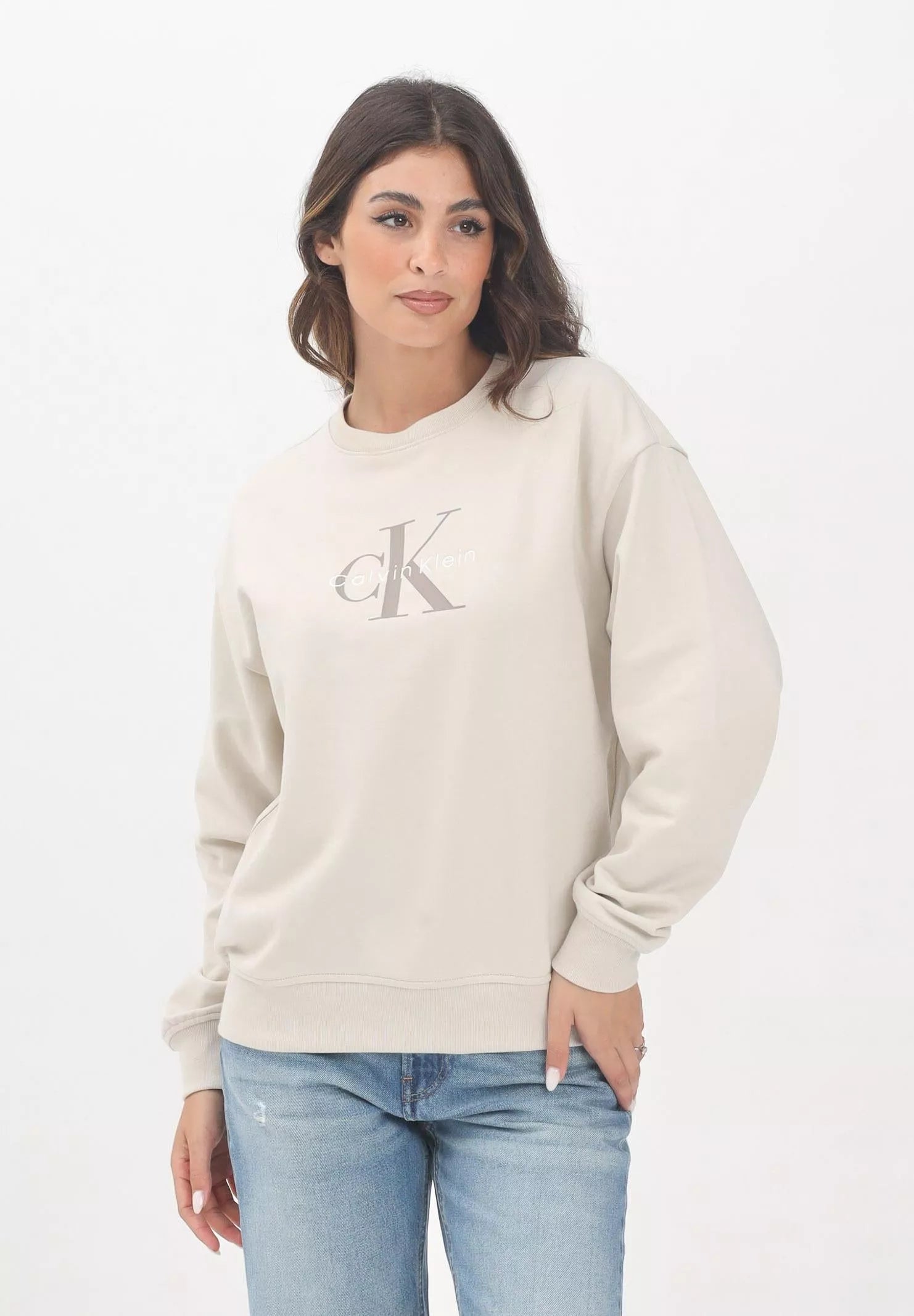Calvin Klein Jeans Women’s Beige Print Sweatshirt