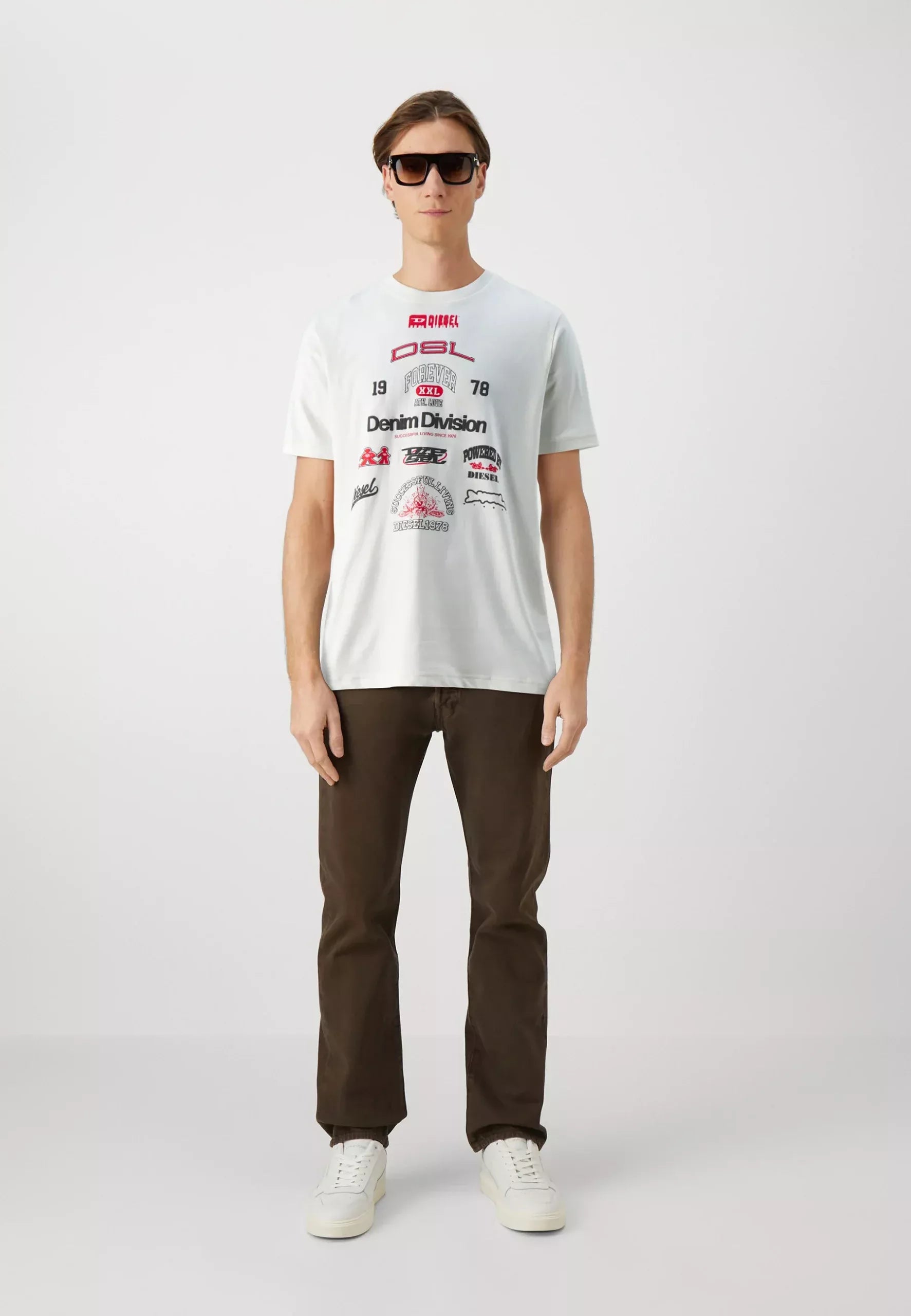 Diesel Men’s White Printed Cotton T-Shirt