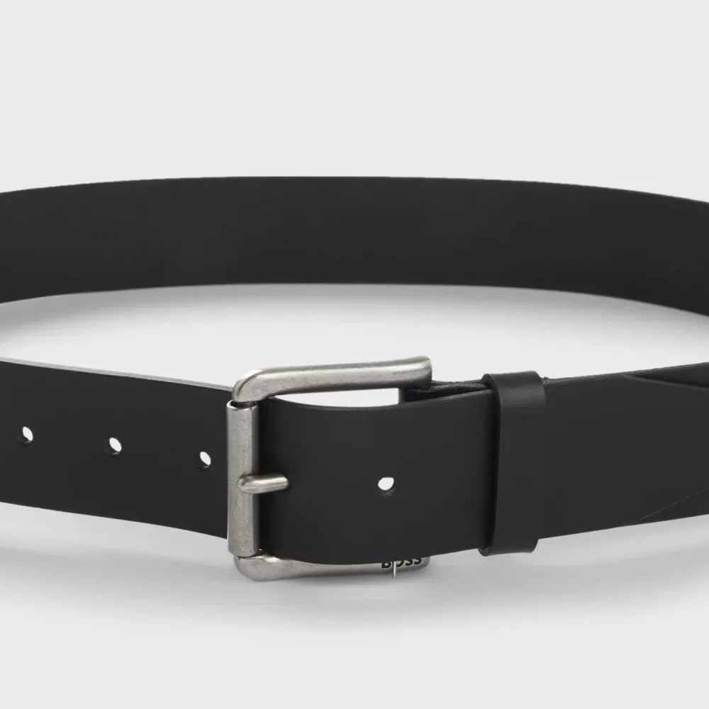 Boss Men’s Black Leather Belt with Buckle – Fall/Winter Essential