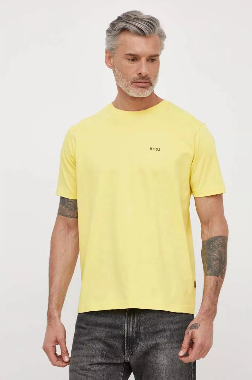 Boss Men’s Yellow Printed Cotton T-Shirt – Fall/Winter Collection