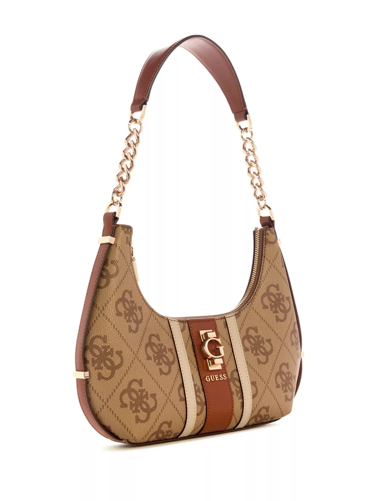 Guess Women’s Beige Print Handbag with Zip