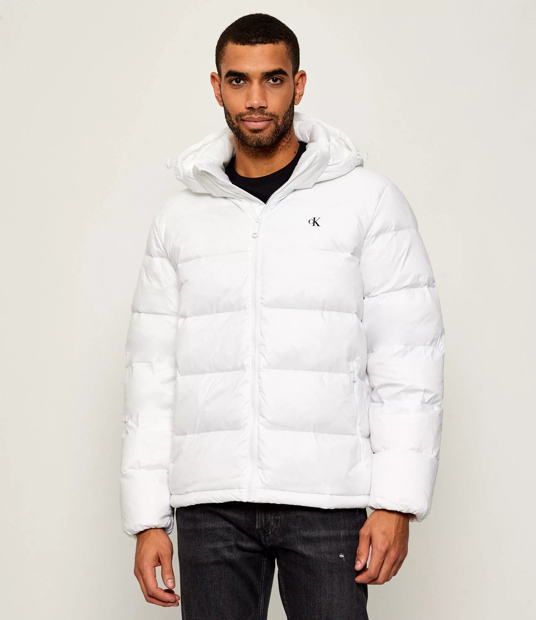 Calvin Klein Jeans Men’s White Hooded Winter Jacket