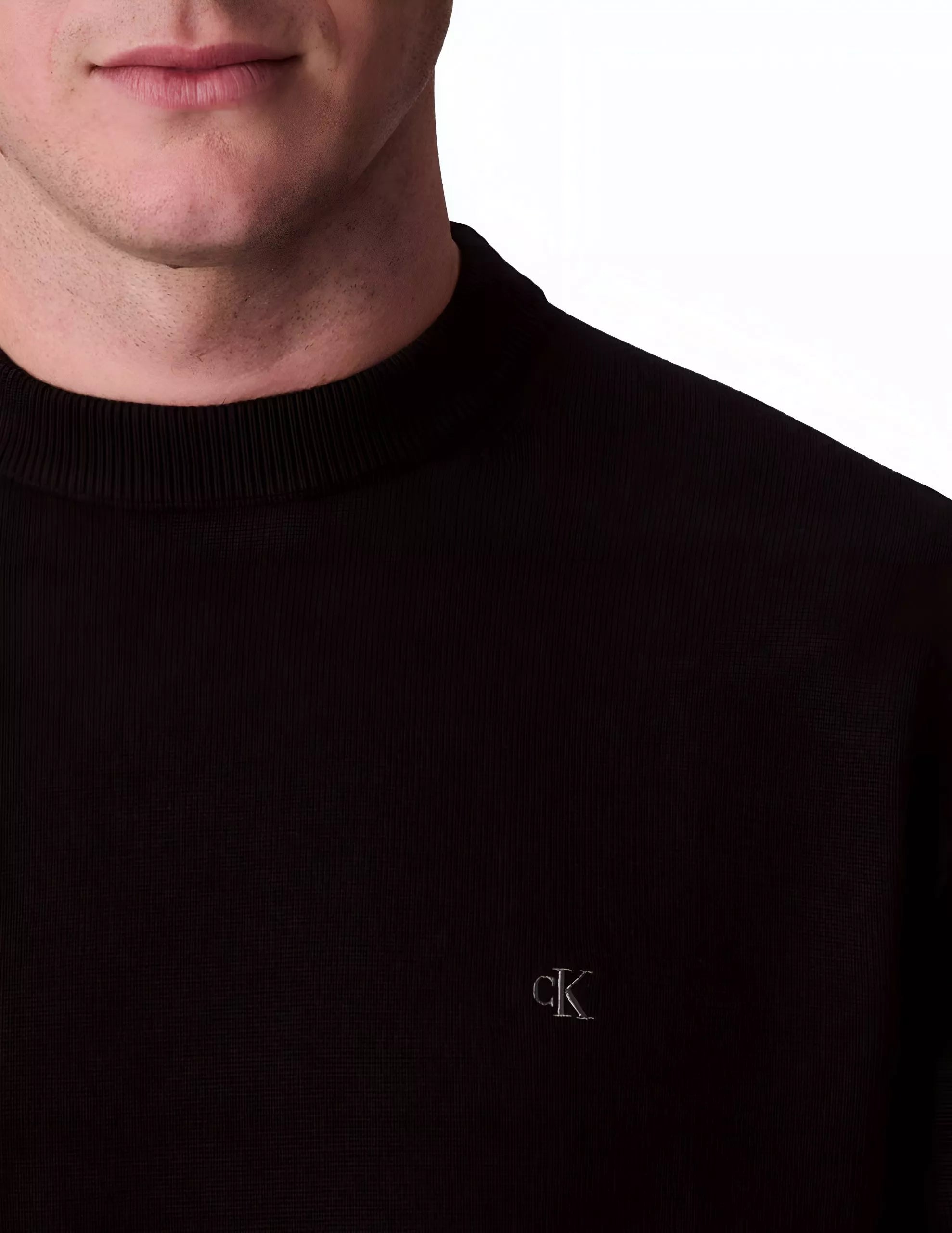 Calvin Klein Jeans Men’s Black Cotton Knit Sweater Long Sleeve