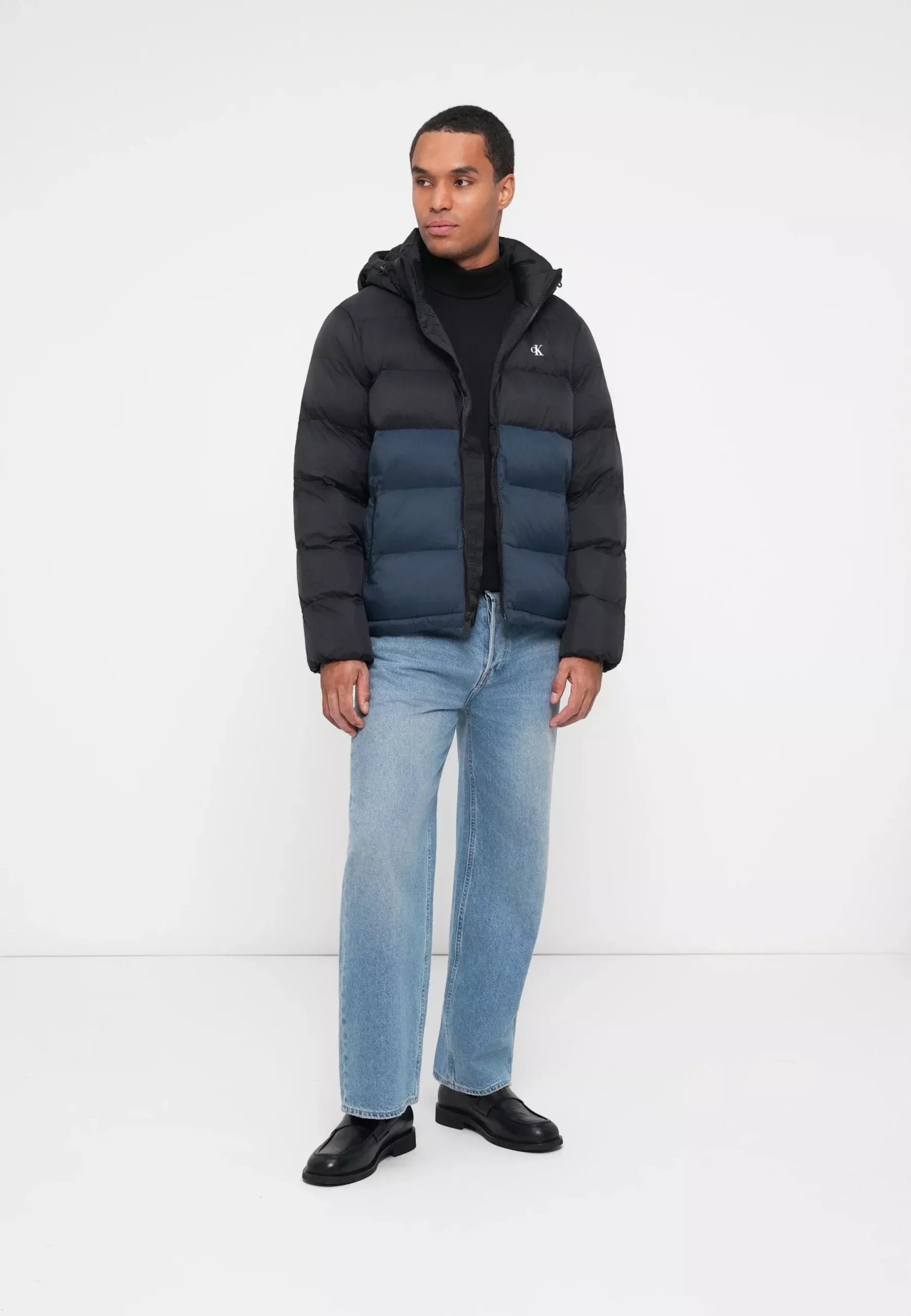 Calvin Klein Men’s Black Turtleneck Hooded Jacket for Fall/Winter