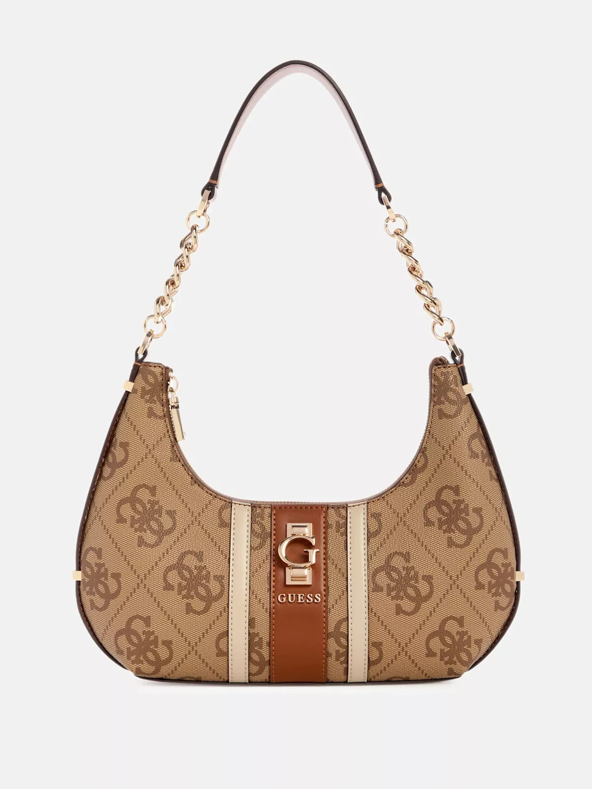 Guess Women’s Beige Print Handbag with Zip