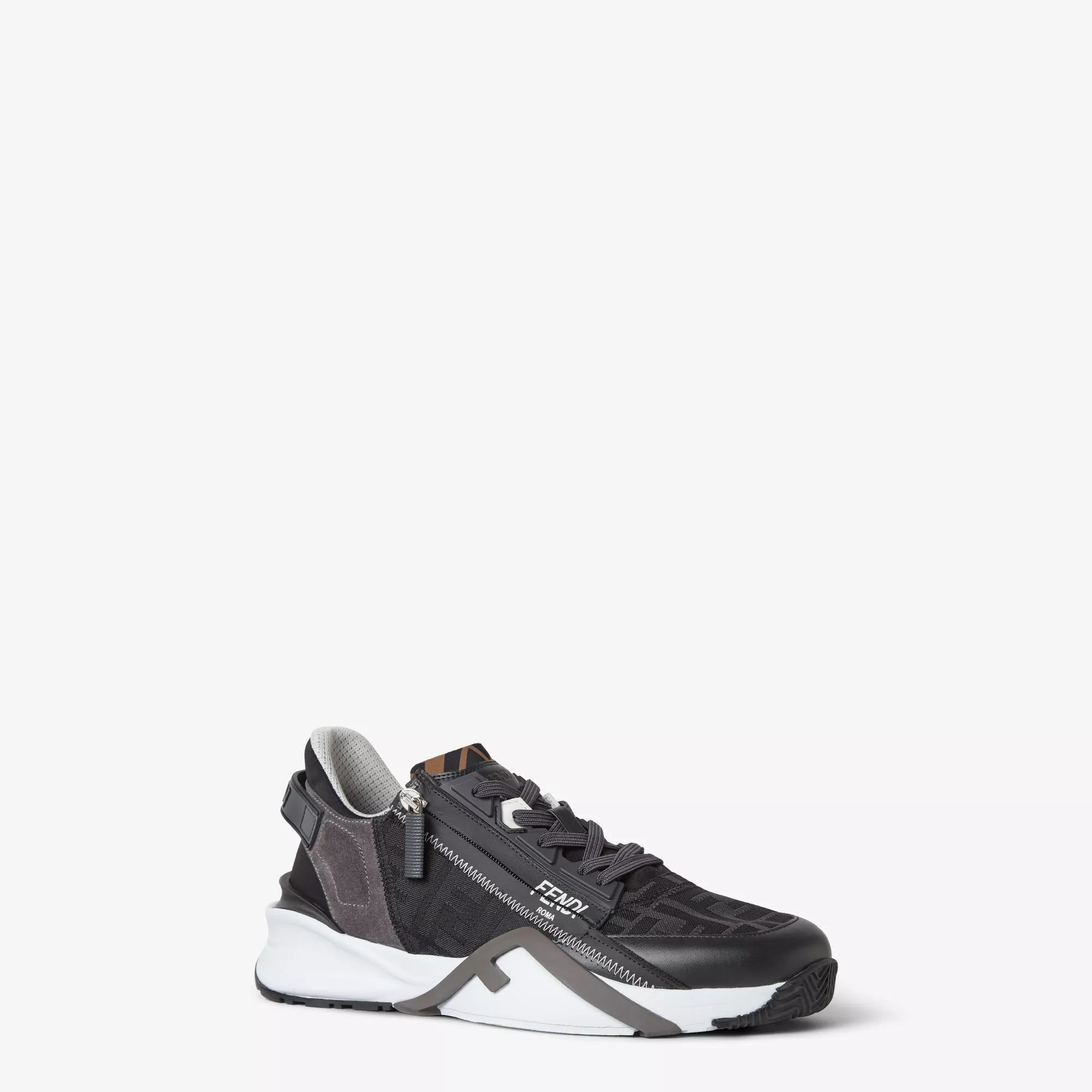 Fendi Flow Sneakers Black FF Jacquard Slip-On Running Shoes