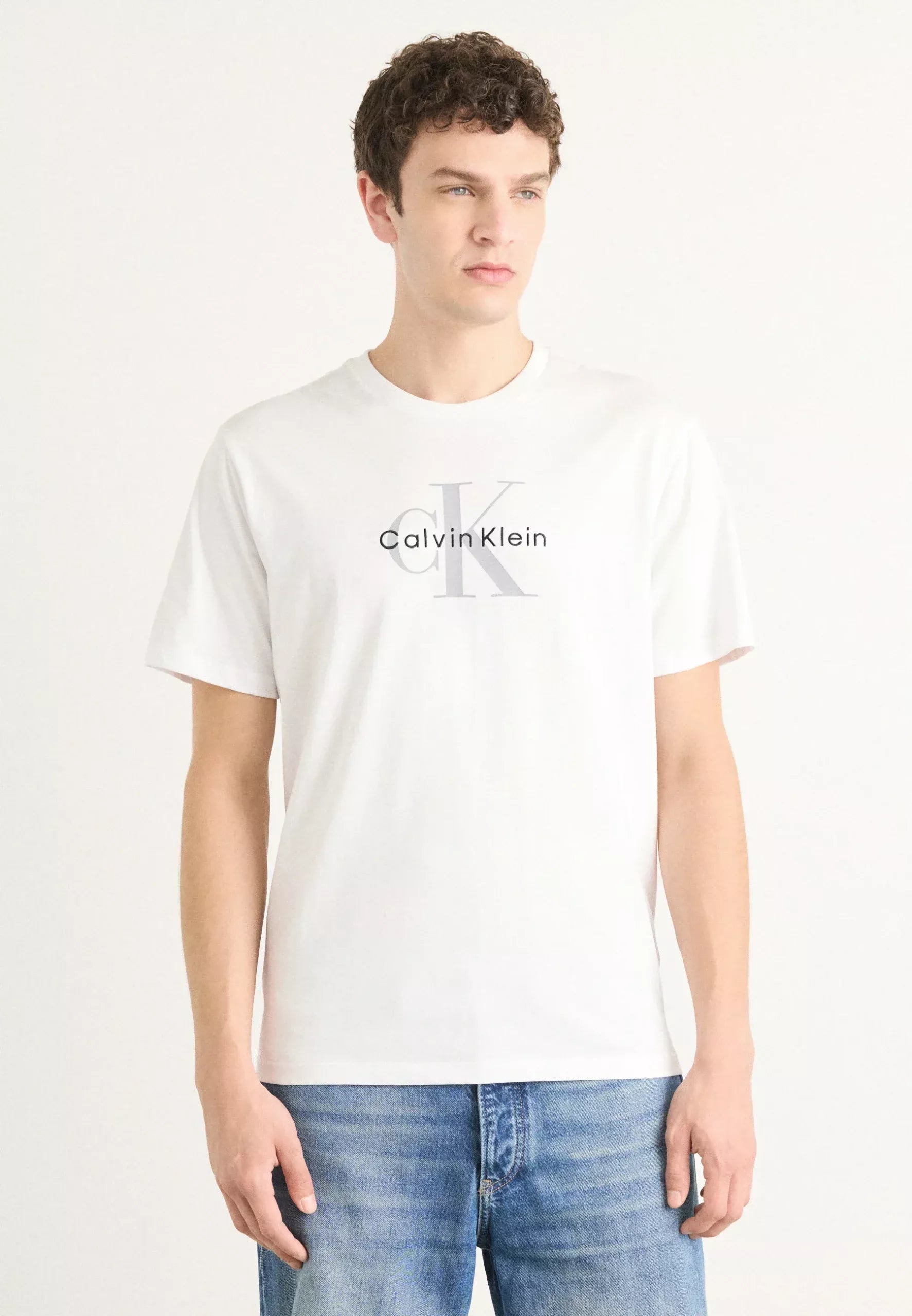 Calvin Klein Jeans Men’s White Printed Cotton T-Shirt