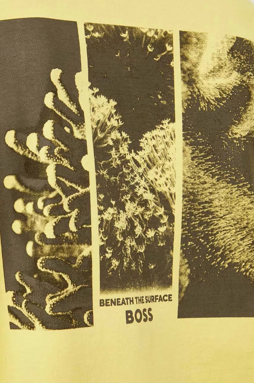 Boss Men’s Yellow Printed Cotton T-Shirt – Fall/Winter Collection